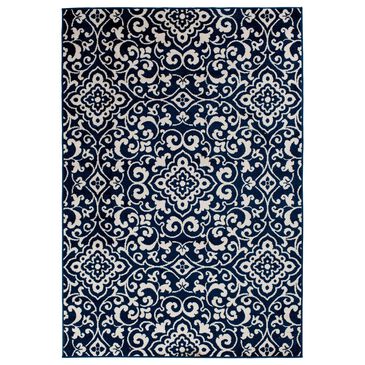 Central Oriental Terrace Tropic Mcbee 2"6" x 7"3" Sapphire and Snow Runner, , large