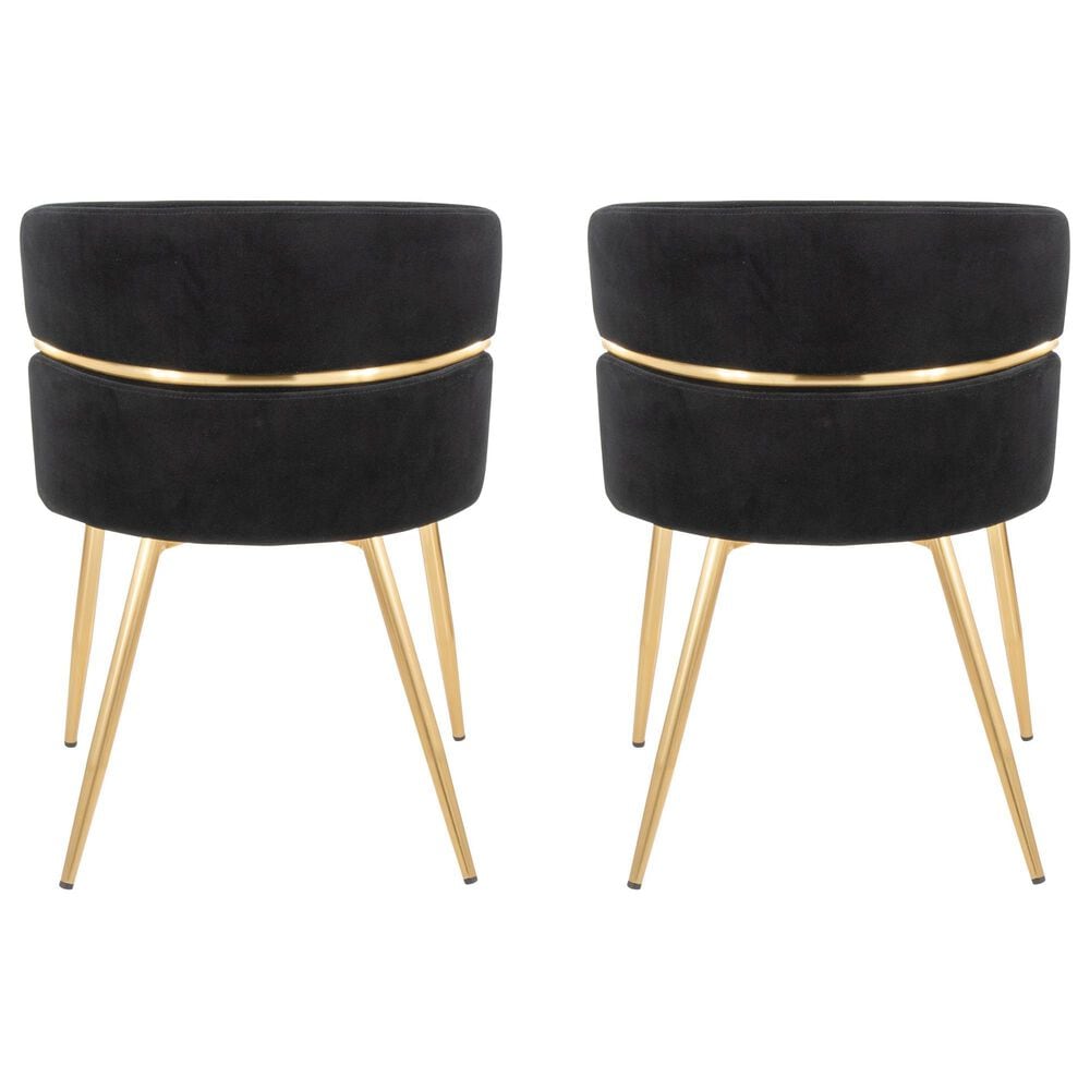 Lumisource Cinch Side Chair with Black Velvet Cushion in Gold &#40;Set of 2&#41;, , large