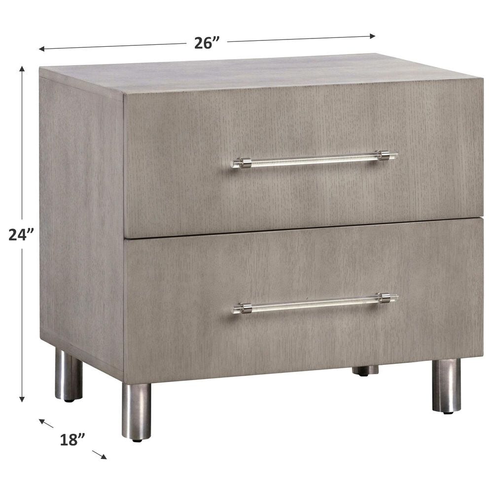 Urban Home Argento 2 Drawer Nightstand in Misty Grey and Stainless Steel, , large