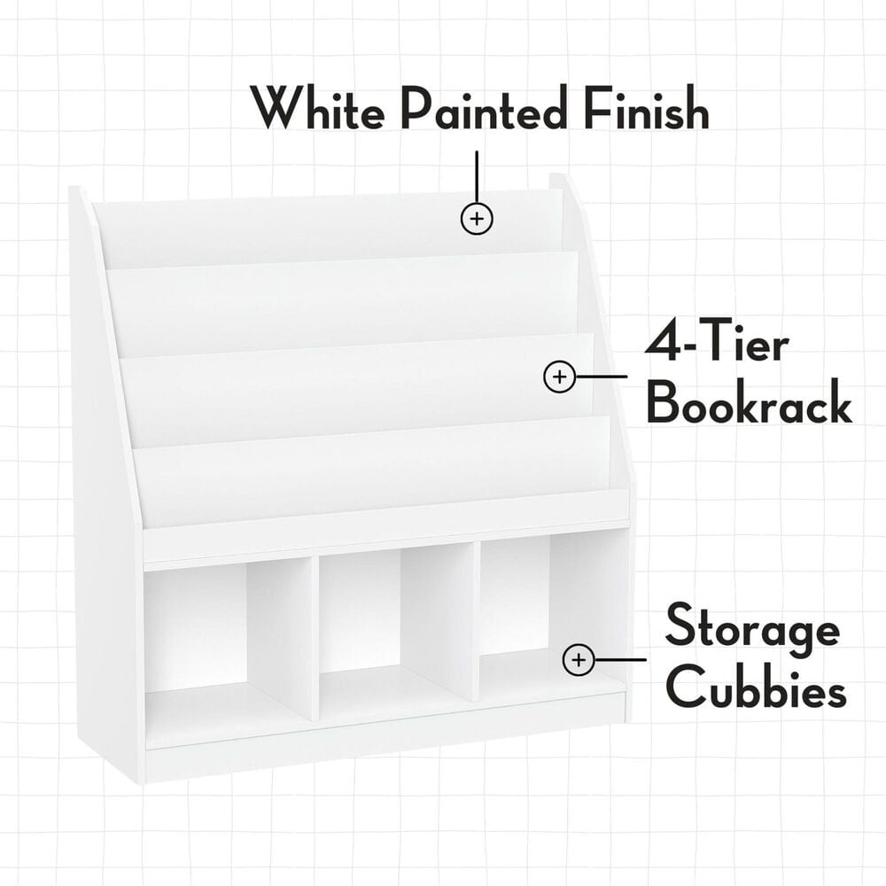RiverRidge Home 3-Cubby Kid Book Rack in White, , large