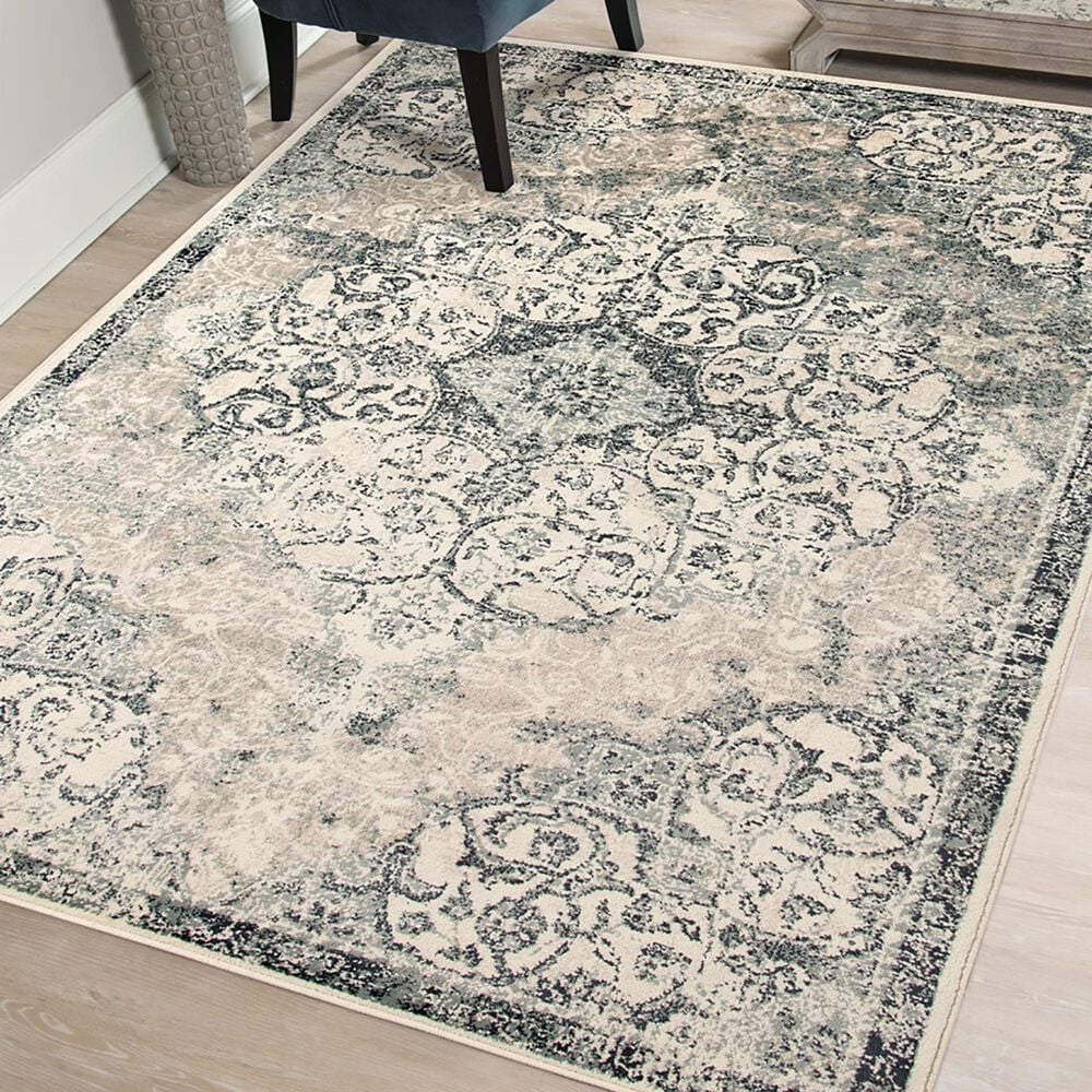 Amer Rugs Allure 7&#39;9&quot; x 9&#39;9&quot; Ivory and Blue Area Rug, , large