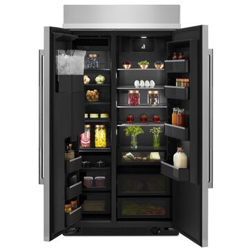 JennAir Rise 25.5 Cu. Ft. Built-In Side-By-Side Refrigerator with External Ice and Water Dispenser in Stainless Steel and Obsidian Black, , large