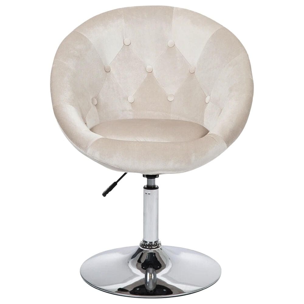 Impressions Vanity Antoinette Vanity Chair with Ivory Velvet Cushion in Stainless Steel, , large