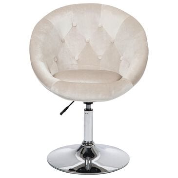 Impressions Vanity Antoinette Vanity Chair with Ivory Velvet Cushion in Stainless Steel, , large