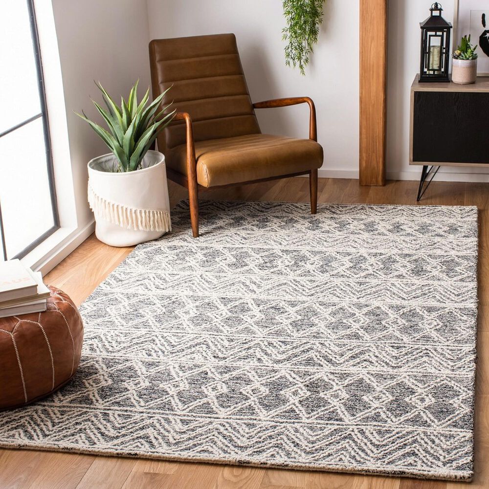 Safavieh Micro-Loop MLP203A 3&#39; x 5&#39; Ivory and Black Area Rug, , large