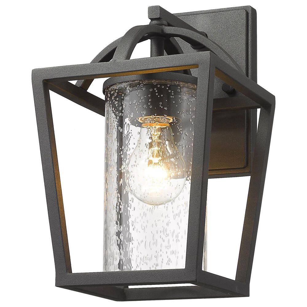Golden Lighting Mercer Outdoor Medium Wall Sconce in Natural Black with Seeded Glass, , large