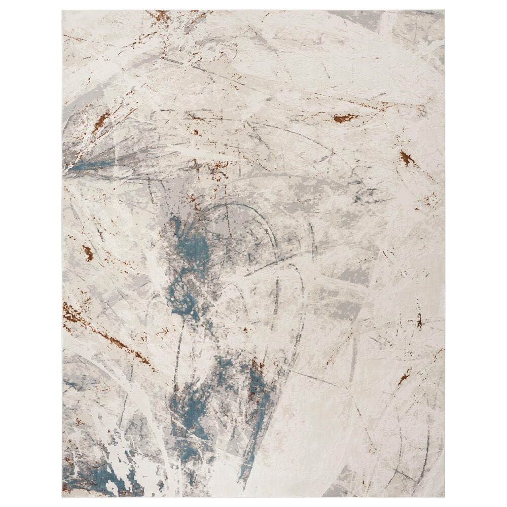 Nourison Desire Ivory, Grey and Blue 7"10" x 9"10" Area Rug, , large