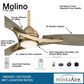 Minka-Aire Molino 65" Indoor/Outdoor Ceiling Fan with LED Light in Soft Brass, , large