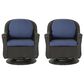 Hearth and Haven Liam Swivel Club Chair with Blue Cushion in Dark Brown (Set of 2), , large