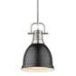 Golden Lighting Duncan Small Pendant in Matte Black with Rod in Pewter, , large