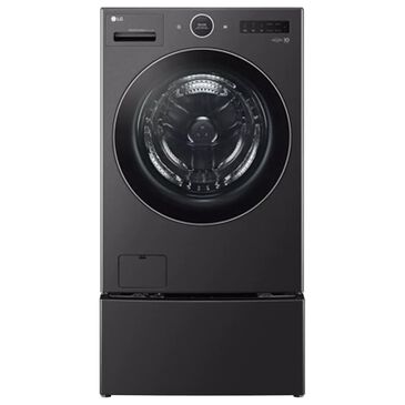 LG 2PC 5.0 Cu. Ft. Front Load Smart WashCombo All-in-One Washer/Dryer & 27" SideKick Pedestal Washer in Black Steel, , large