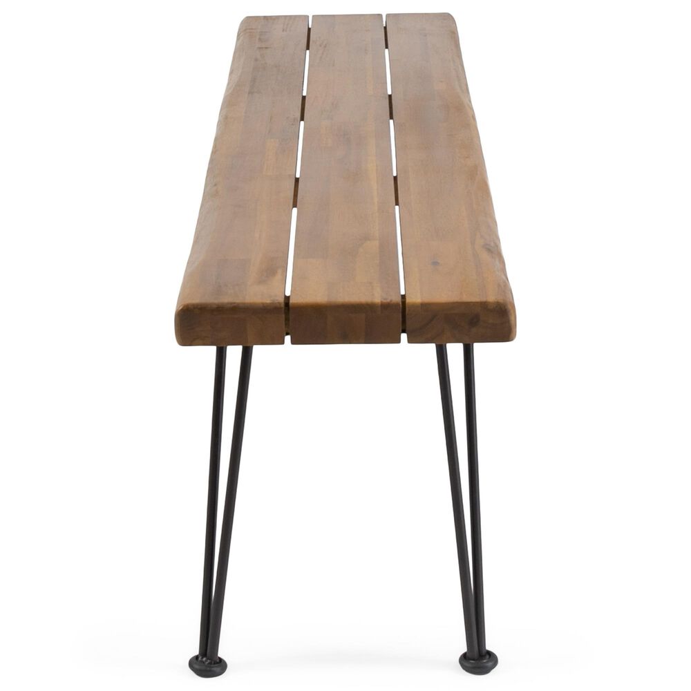 Hearth and Haven Zion Patio Bench in Teak and Black, , large