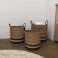 Maple and Jade Seagrass Storage Basket in Brown and Black (Set of 3), , large