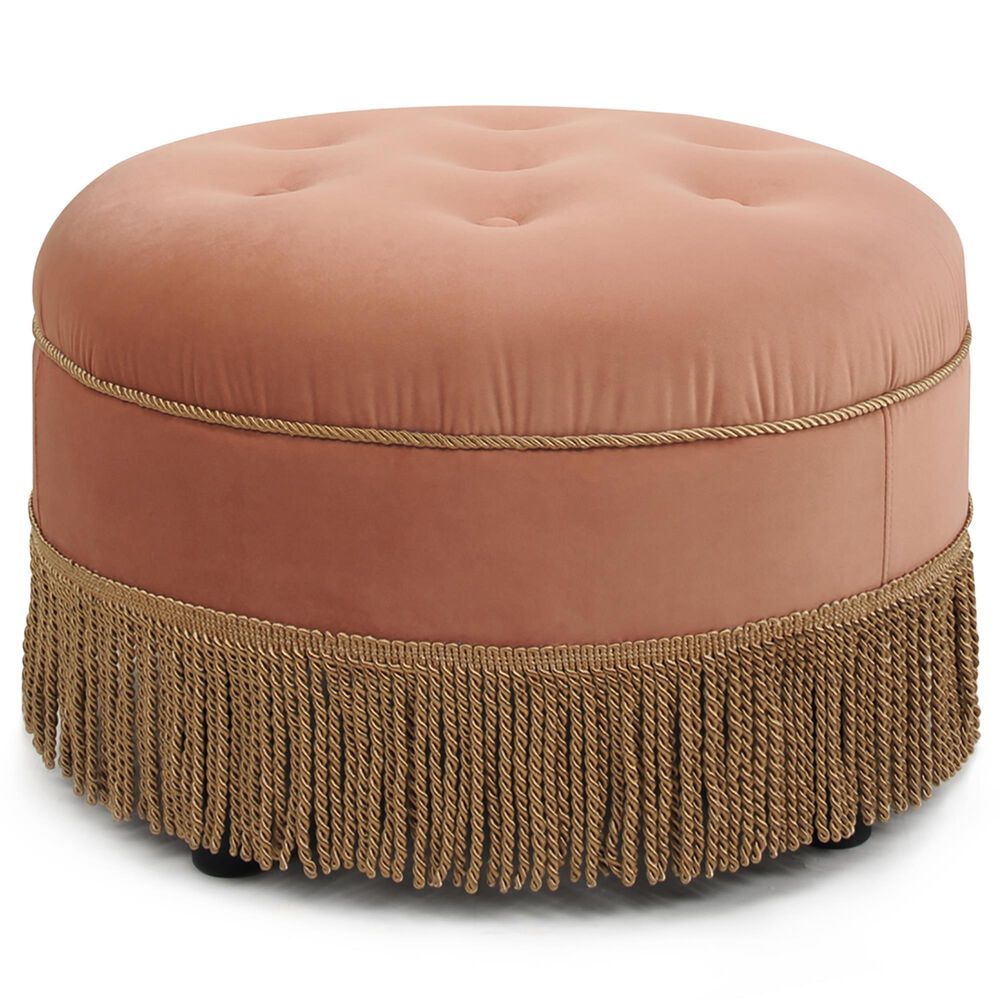 Jennifer Taylor Home Yolanda Accent Ottoman in Peach Orange Velvet, , large