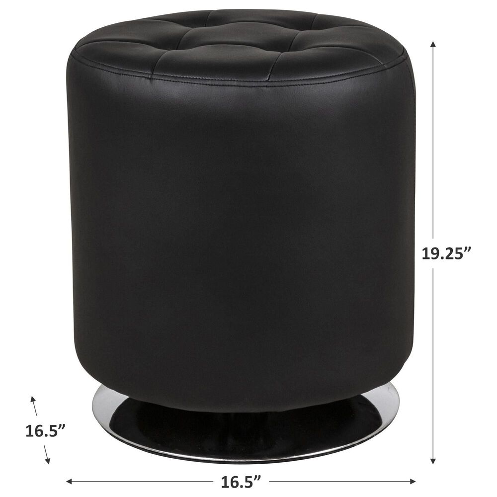 Linden Boulevard Saylor Swivel Ottoman in Black, , large