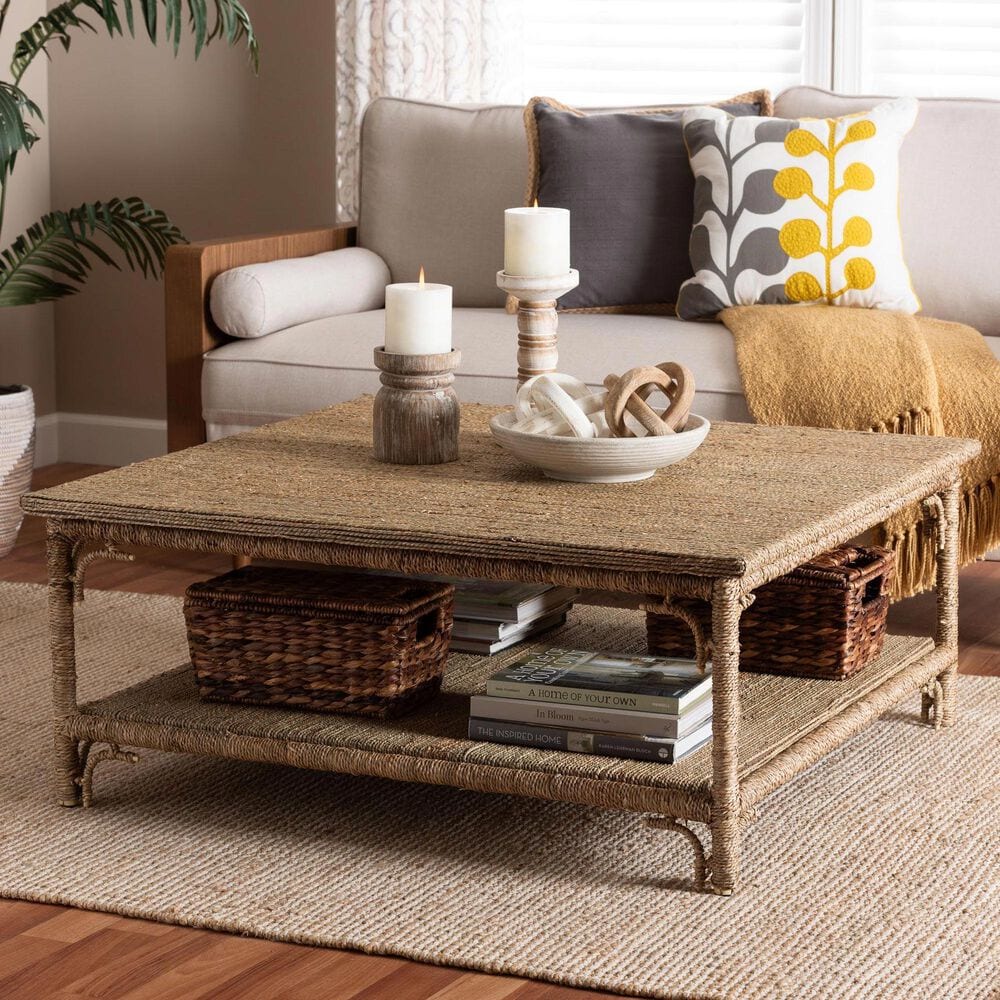 Baxton Studio Ganit Square Coffee Table in Natural Brown, , large