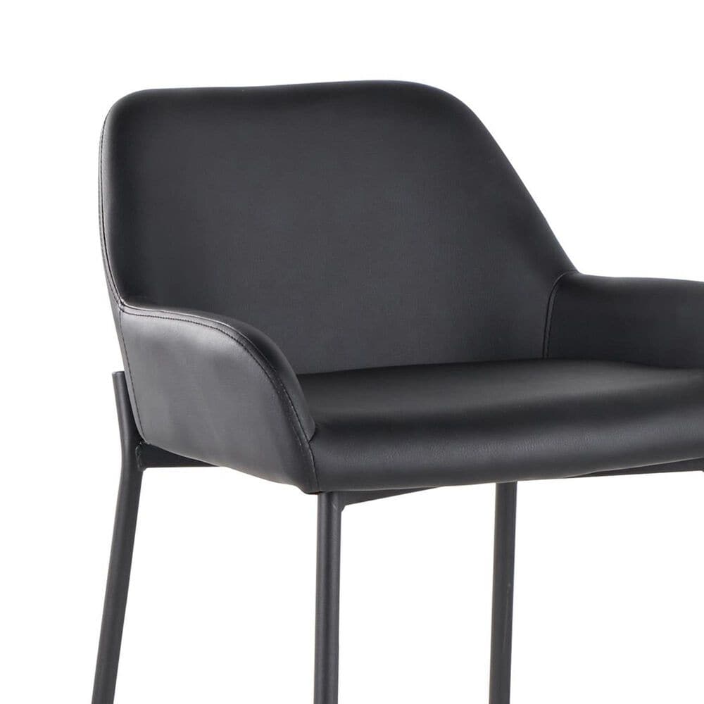 LumiSource Daniella Bar Stool with Black Faux Leather Upholstery in Black (Set of 2), , large