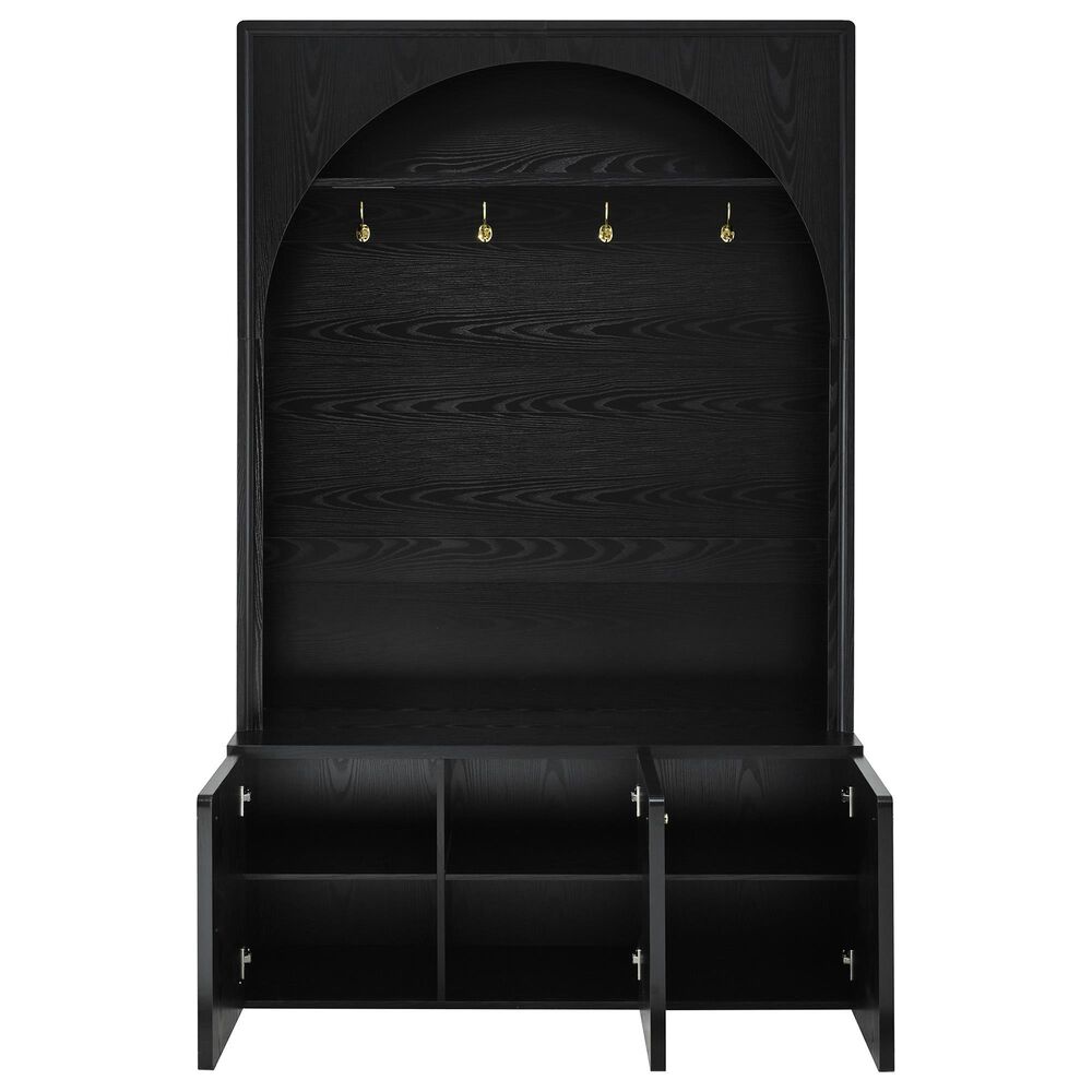 HOMLUX 4-Hook Hall Tree with Entryway Storage Bench in Black, , large