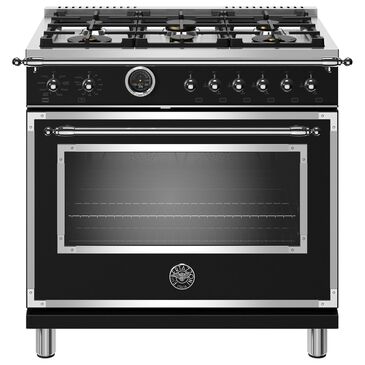 Bertazzoni 36" Dual Fuel Range with 6 Brass Burners in Matte Black, , large