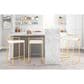 Lumisource Fuji Stackable Barstool with White Faux Leather in Gold (Set of 2), , large