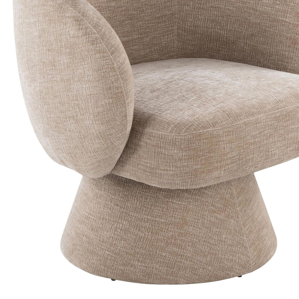 LumiSource Fran Swivel Accent Chair in Light Brown, , large