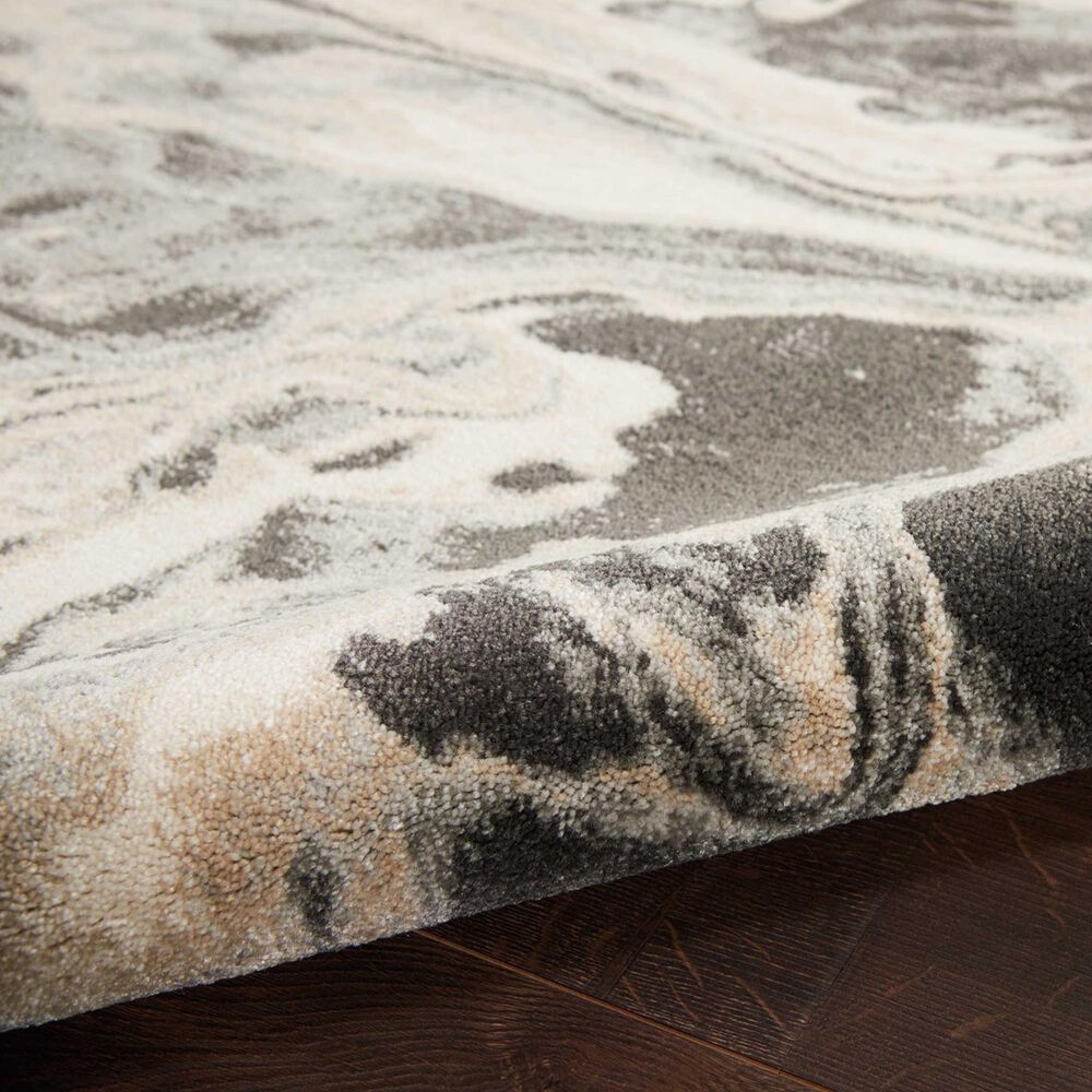 Nourison Elegance 2&#39;2&quot; x 7&#39;6&quot; Charcoal, Beige and Cream Runner, , large