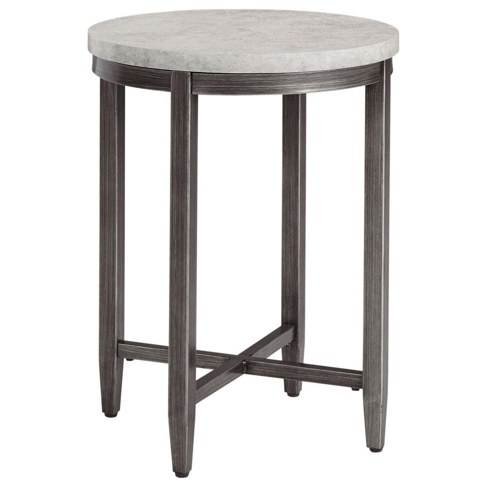 Signature Design by Ashley Shybourne Round End Table in Gray Faux Concrete, , large