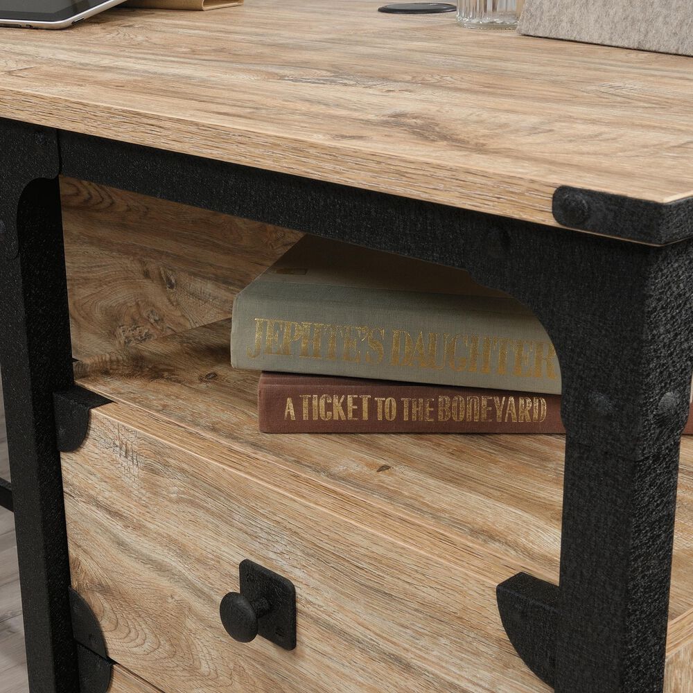 Sauder Steel River L-Shaped Desk in Milled Mesquite, , large