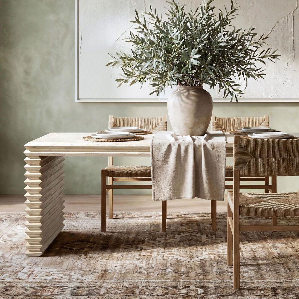 Jennifer Taylor Home Veda Dining Table in Whitewashed Natural - Table Only, , large