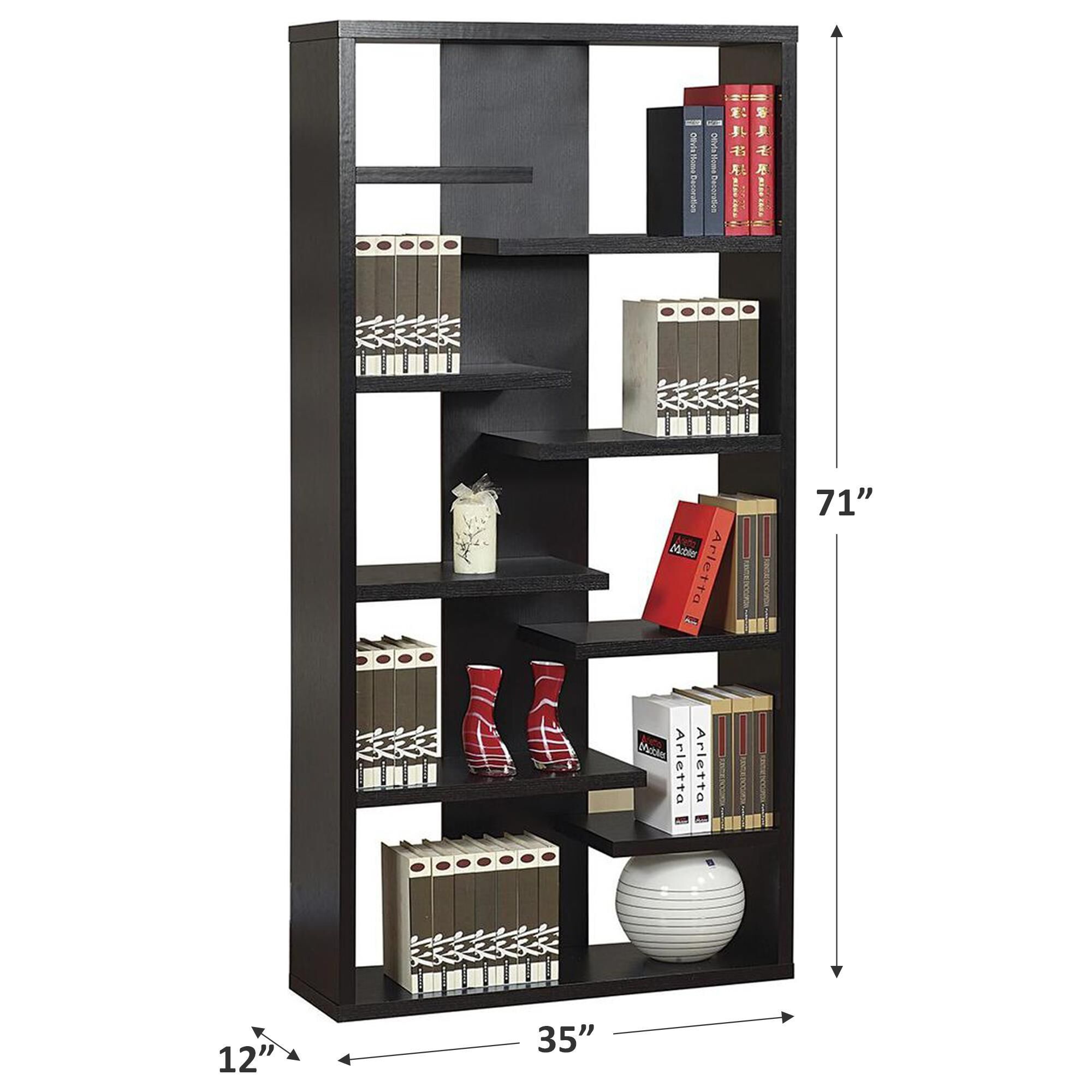Living Essentials Display Cabinet with 9 Shelves in Black