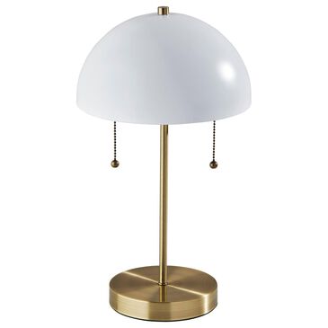 Adesso Bowie Table Lamp with White Shade in Antique Brass, , large