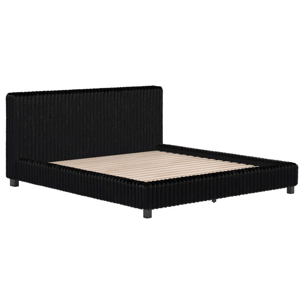 Ashley Zuraleus California King Upholstered Platform Bed with Two Nightstands in Matte Black, , large