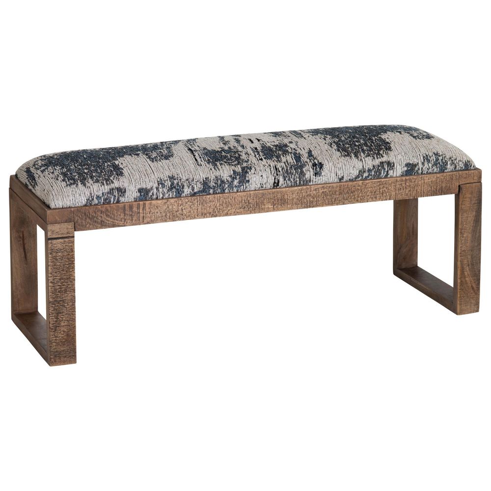 Slatehouse Anthropology Solid Wood Frame and Upholstered Bench in Brown, , large
