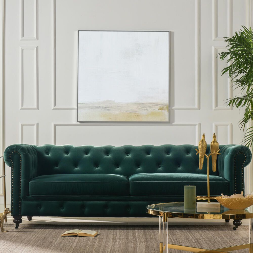 Jennifer Taylor Home Winston Tufted Chesterfield Sofa in Forest Green
