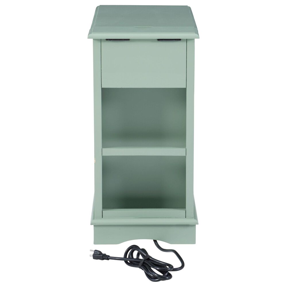 Linon Home Decor Barron Accent Table with USB Charging Station in Aqua, , large