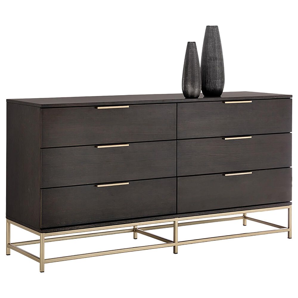 37B Artezia Rebel 6-Drawer Dresser in Brushed Gold and Charcoal Grey, , large