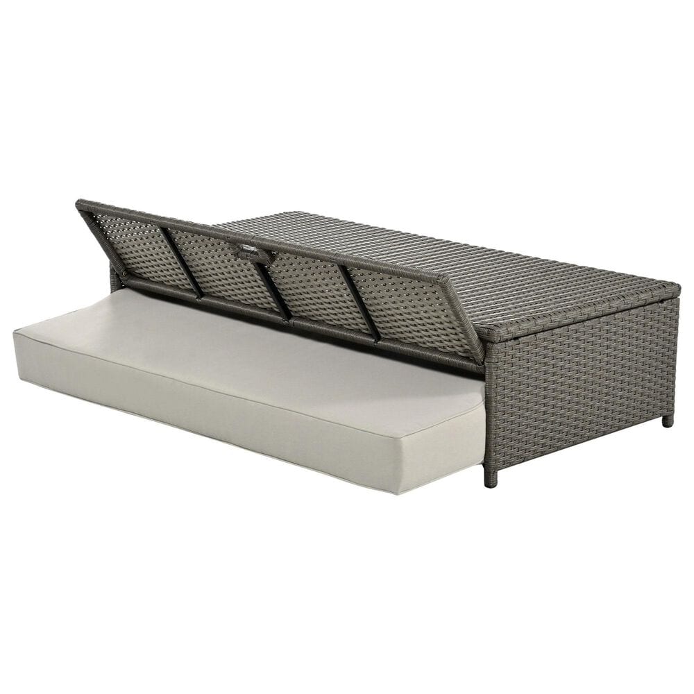 HOMLUX Wicker Rattan Double Chaise Lounge in Grey, , large