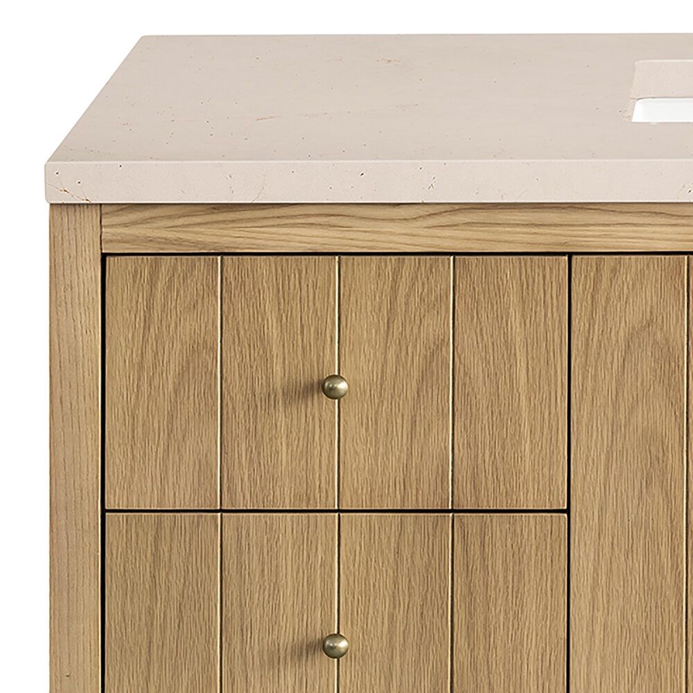 James Martin Vanities Hudson 48&quot; Single Bathroom Vanity in Light Natural Oak with 3 cm Eternal Marfil Quartz Top and Rectangular Sink, , large