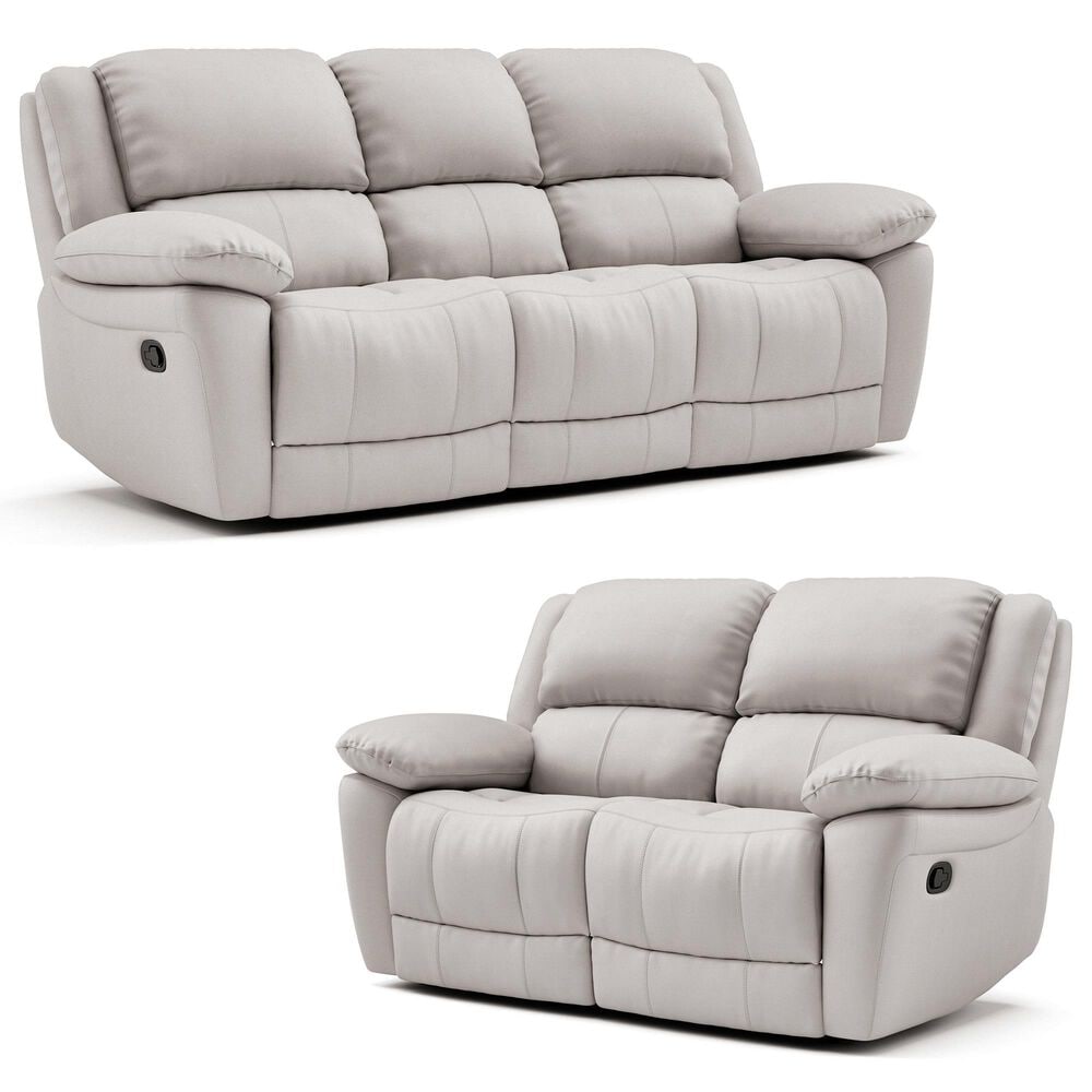 Furniture of America Glarus Manual Recliner Sofa and Loveseat Set in Off-White, , large