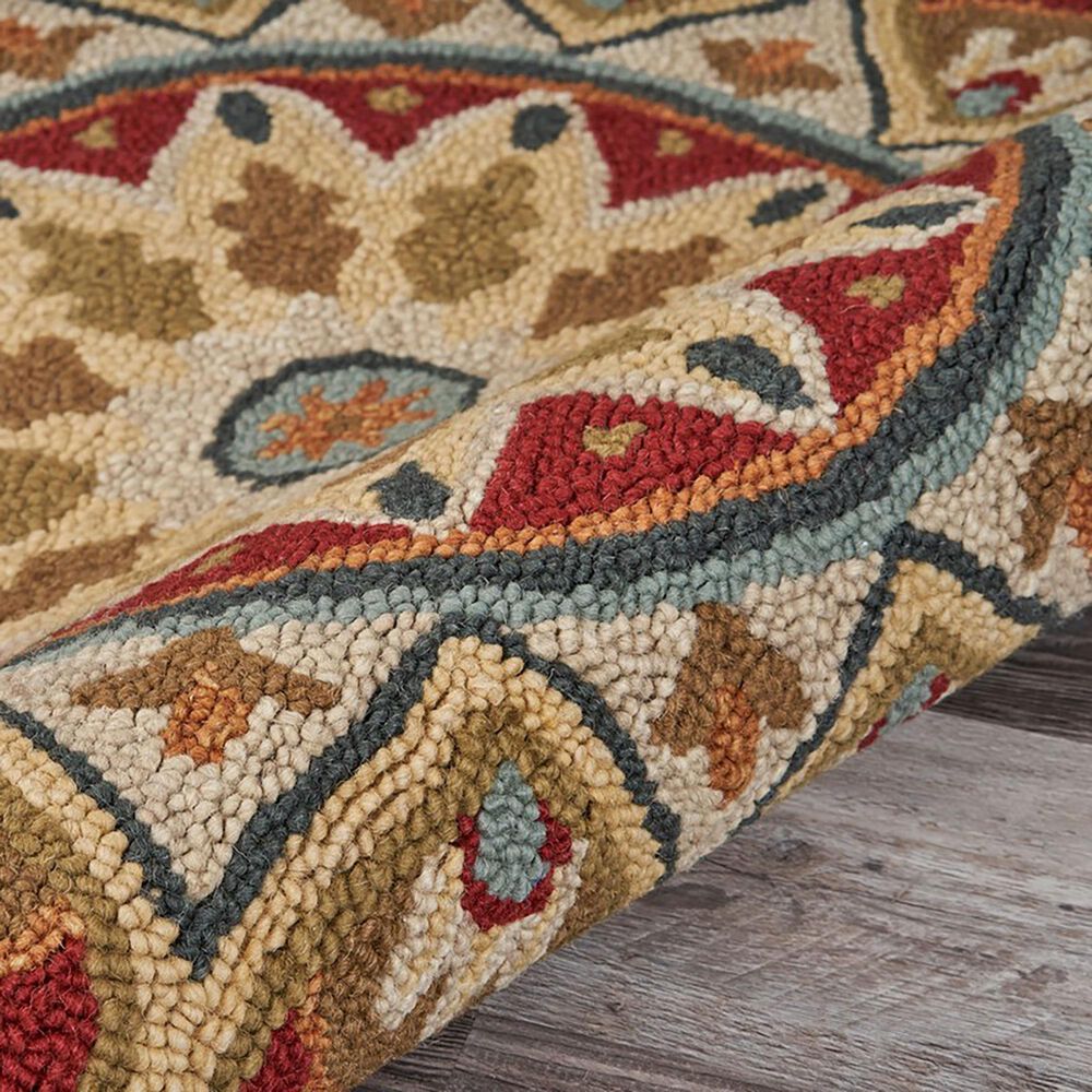 L&amp;R Resources Sinuous Sunflower 6&#39; Scalloped Red Area Rug, , large
