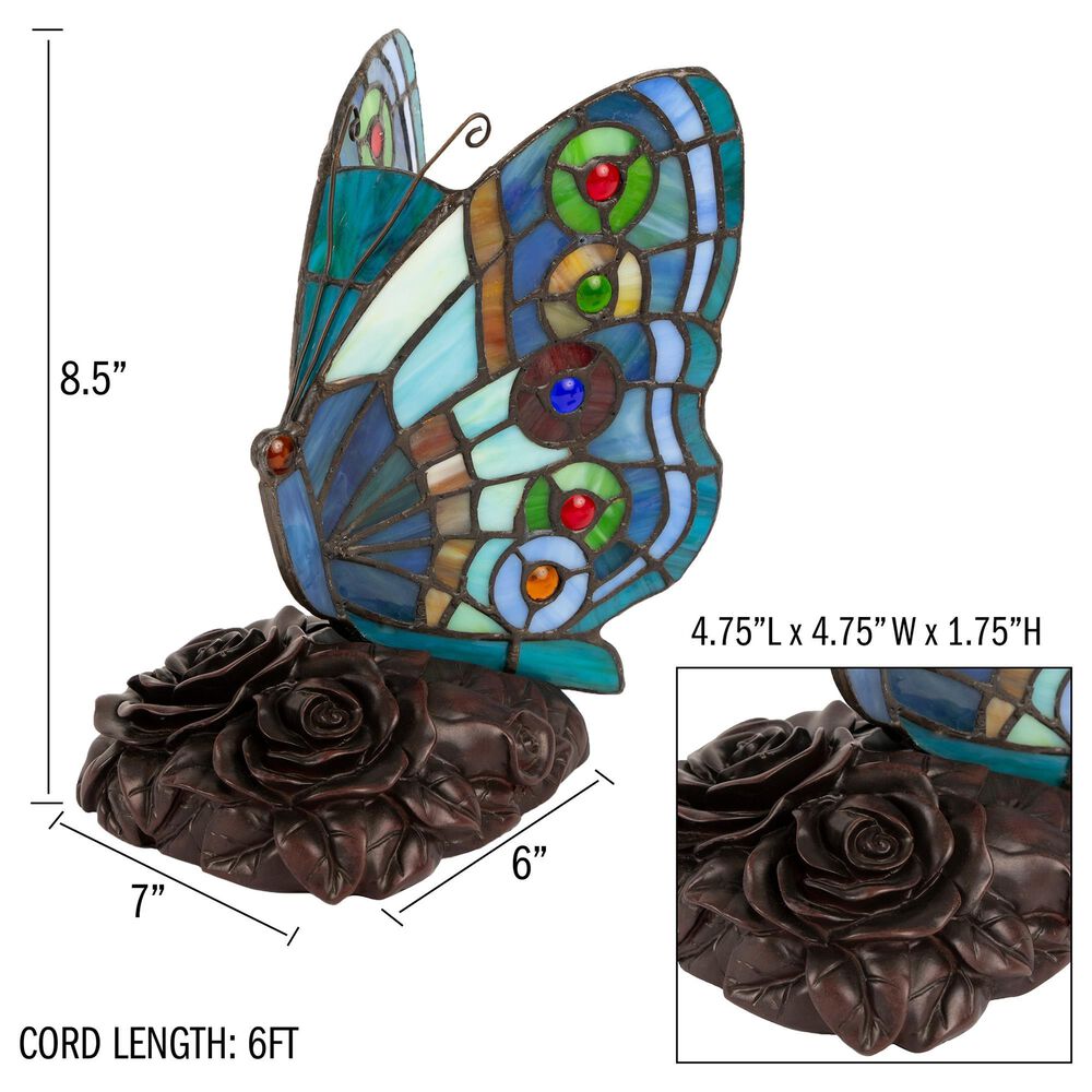 Timberlake 8.5" Tiffany Style Butterfly Lamp in Multicolor, , large
