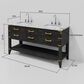Lexora Home Norwalk 60" Double Bathroom Vanity in Black Oak with White Carrara Marble Top and Rectangular Sinks, , large