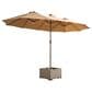 HOMLUX 2-Piece 14.5 ft Patio Umbrella and All-weather Square Rattan Coffee Table Outdoor Set in Khaki, , large