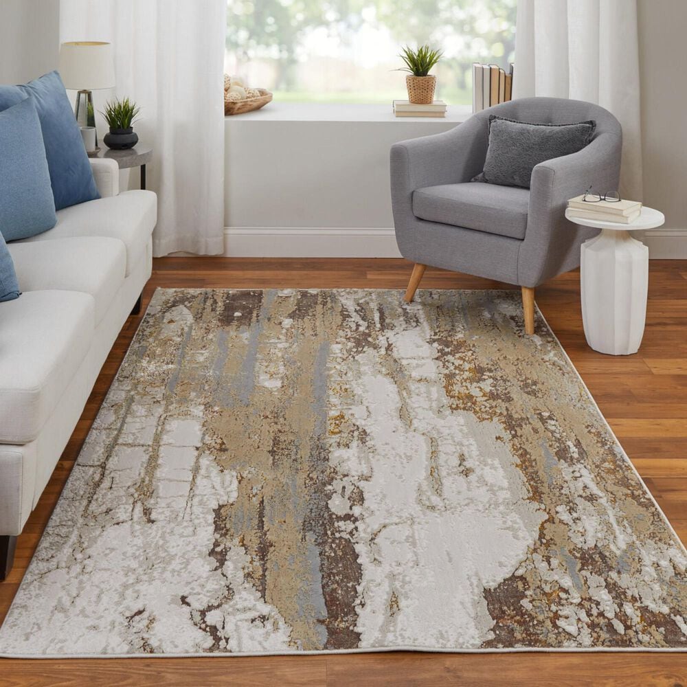 Feizy Aura 5&#39; x 8&#39; Gold and Ivory Area Rug, , large