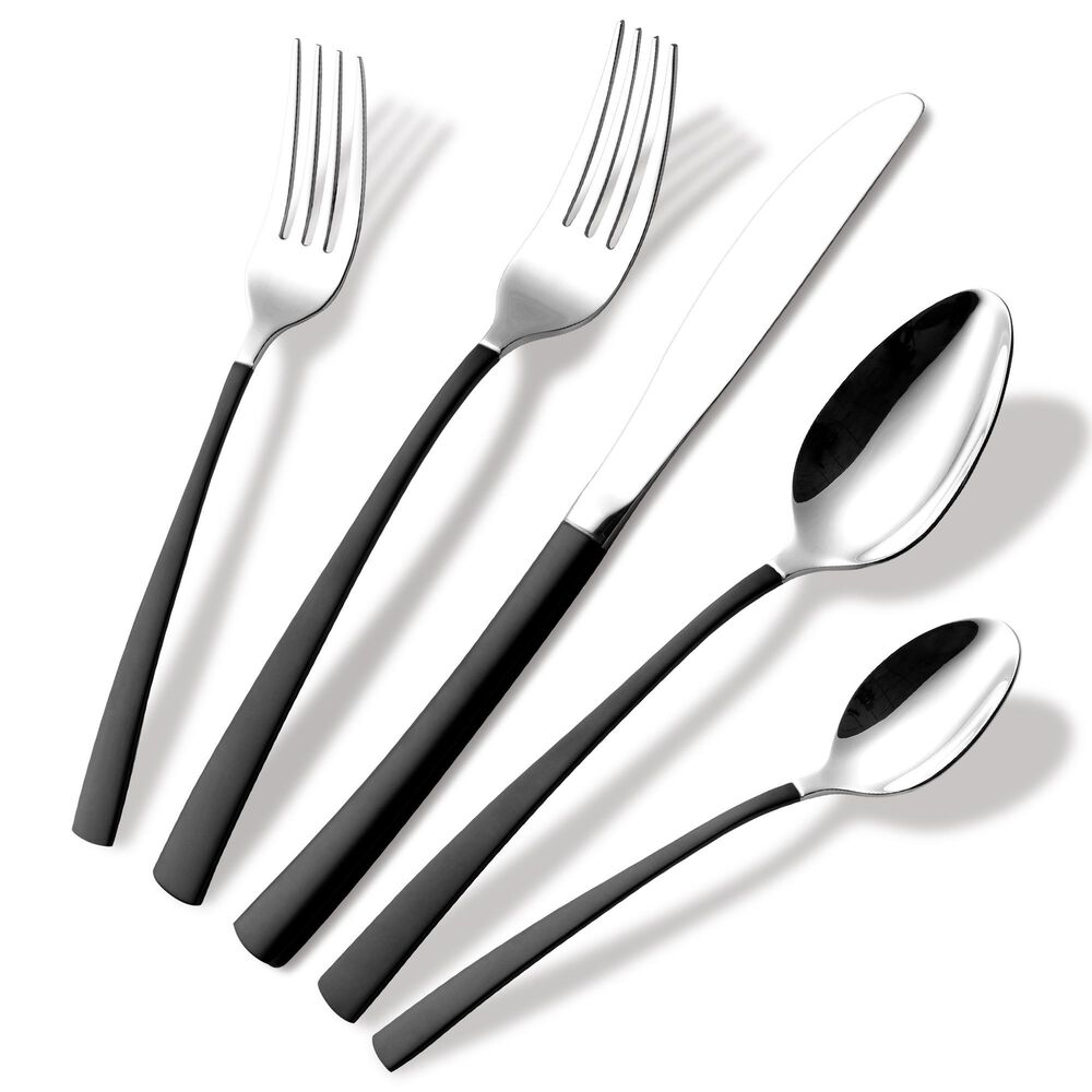 Gifts Plus 20-Piece Flatware Set in Stainless Steel and Matte Black, , large