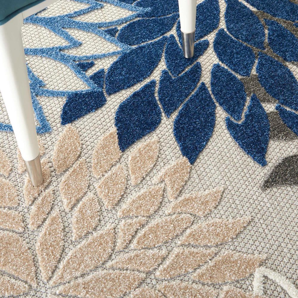 Nourison Aloha ALH05 5&#39;3&quot; x 7&#39;5&quot; Blue and Multicolor Indoor/Outdoor Area Rug, , large