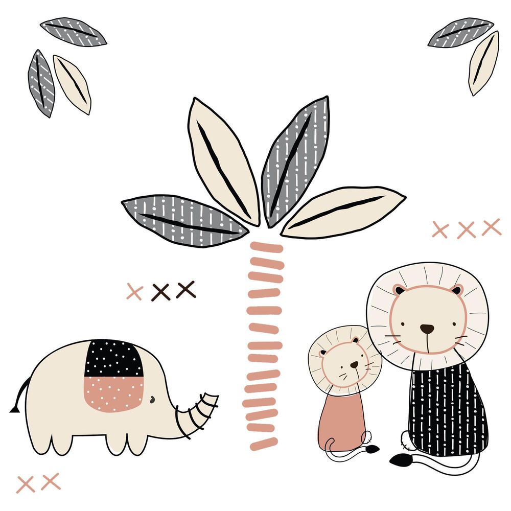 Lambs and Ivy Patchwork Jungle 4-Piece Crib Bedding Set in Heather Gray, Creamy and White, , large