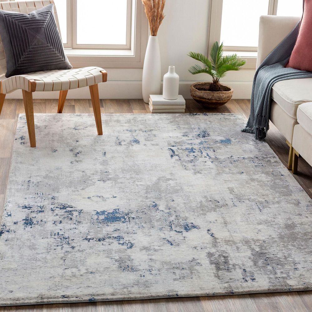 Surya Aisha 6&#39;7&quot; x 9&#39;6&quot; Charcoal, Light Gray, Blue and Off-White Area Rug, , large