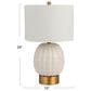 Creative Coop Adeline Stoneware Globe Table Lamp in Cream and Brass, , large