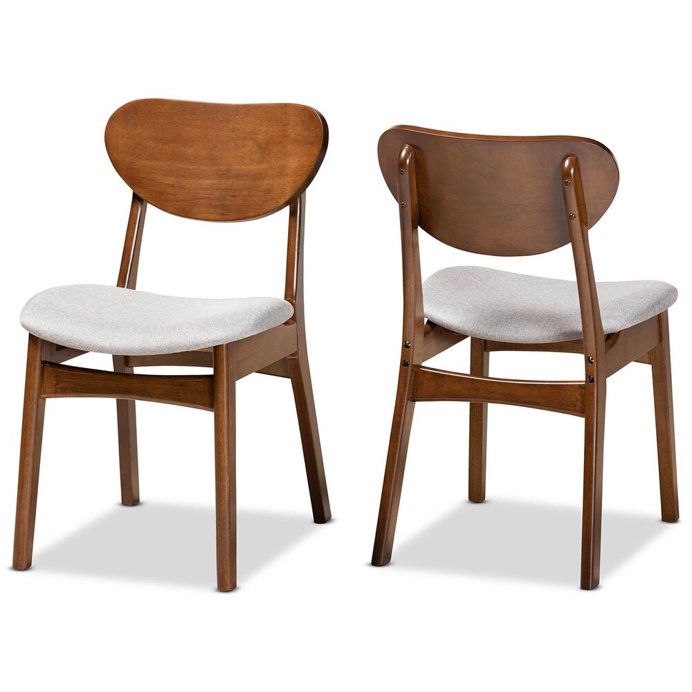 Baxton Studio Katya Side Chair with Grey Cushion in Walnut Brown (Set of 2), , large